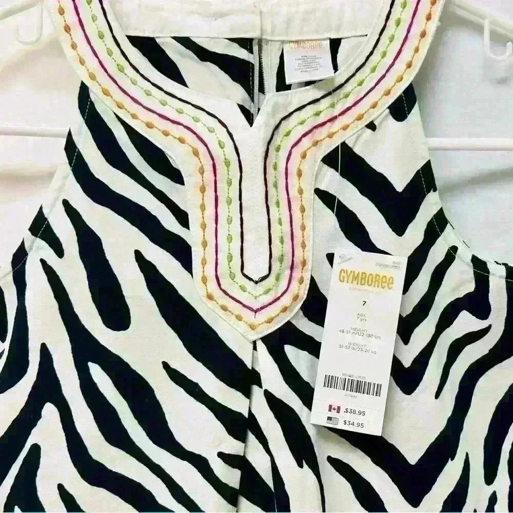 Gymboree Wild For Zebra Animal Print Shift Dress Black White size 7 girls - Picture 5 of 12